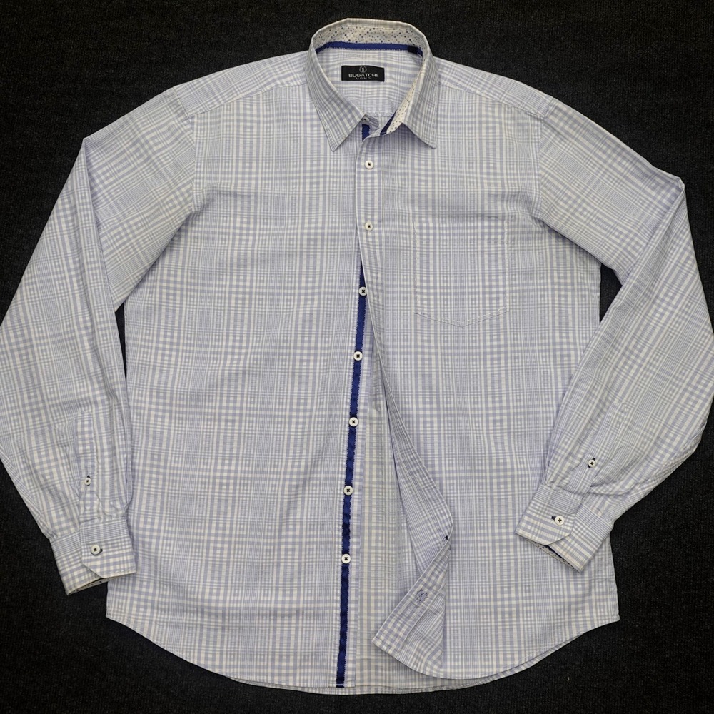 Bugatchi Uomo Button Down Shirt Lavender Plaid Ve… - image 2